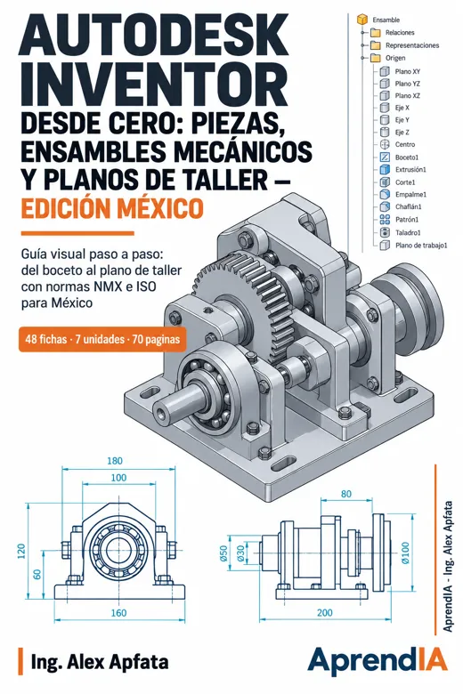 Portada: Autodesk Inventor desde Cero: Piezas, Ensambles Mecánicos y Planos de Taller — Edición México
