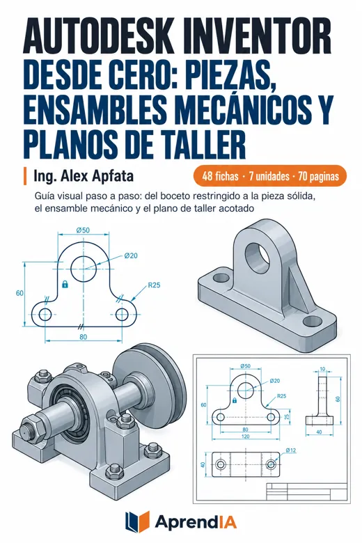 Portada: Autodesk Inventor desde Cero: Piezas, Ensambles Mecánicos y Planos de Taller