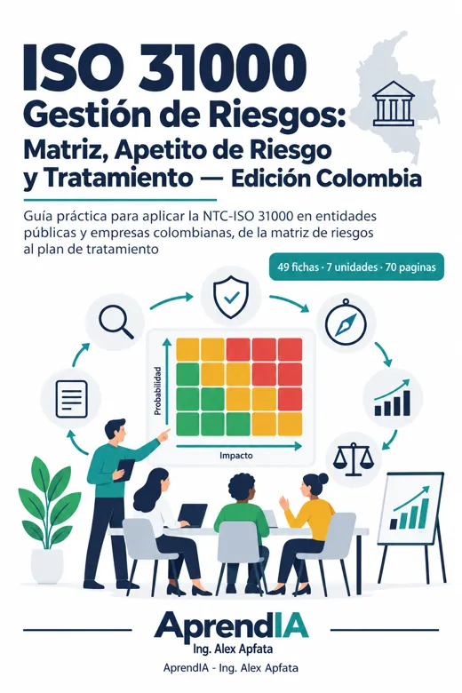 Portada de ISO 31000 Gestión de Riesgos: Matriz, Apetito de Riesgo y Tratamiento — Edición Colombia