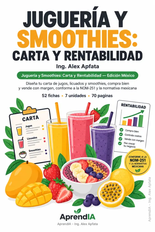 Portada de Juguería y Smoothies: Carta y Rentabilidad — Edición México