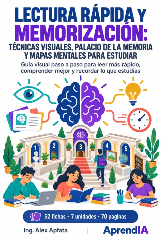 Portada: Lectura Rápida y Memorización: Técnicas Visuales, Palacio de la Memoria y Mapas Mentales para Estudiar