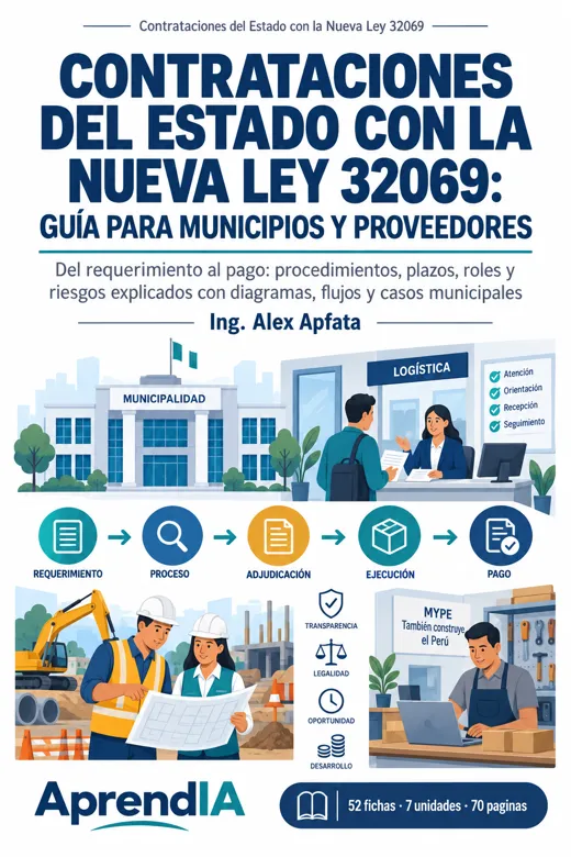 Portada: Contrataciones del Estado con la Nueva Ley 32069: Guía para Municipios y Proveedores