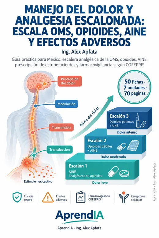 Portada de Manejo del Dolor y Analgesia Escalonada: Escala OMS, Opioides, AINE y Efectos Adversos