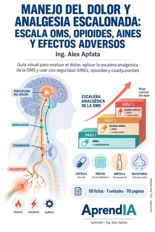 Portada de Manejo del Dolor y Analgesia Escalonada: Escala OMS, Opioides, AINEs y Efectos Adversos