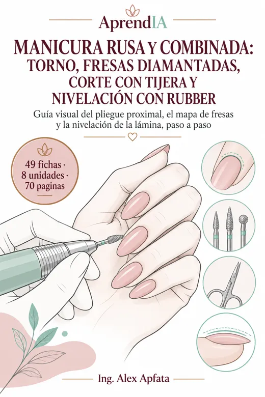 Portada: Manicura Rusa y Combinada: Torno, Fresas Diamantadas, Corte con Tijera y Nivelación con Rubber