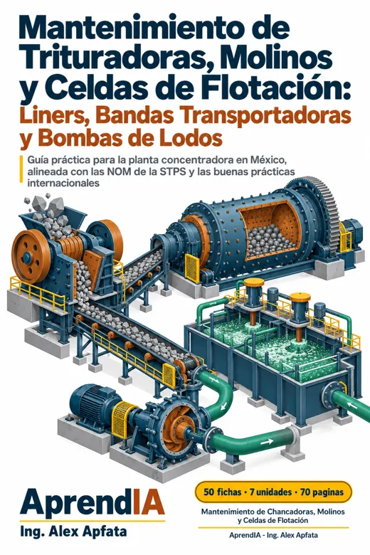 Portada: Mantenimiento de Trituradoras, Molinos y Celdas de Flotación: Liners, Bandas Transportadoras y Bombas de Lodos