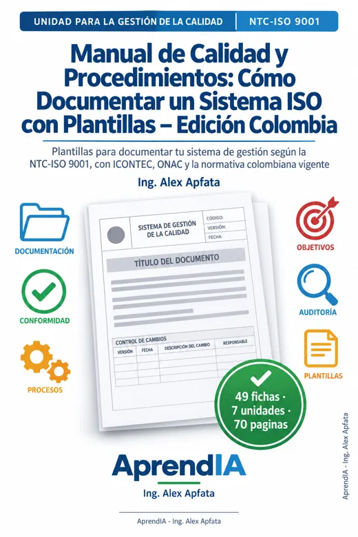 Portada de Manual de Calidad y Procedimientos: Cómo Documentar un Sistema ISO con Plantillas – Edición Colombia
