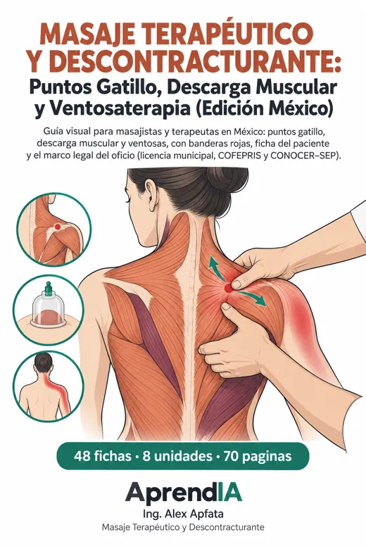 Portada: Masaje Terapéutico y Descontracturante: Puntos Gatillo, Descarga Muscular y Ventosaterapia (Edición México)