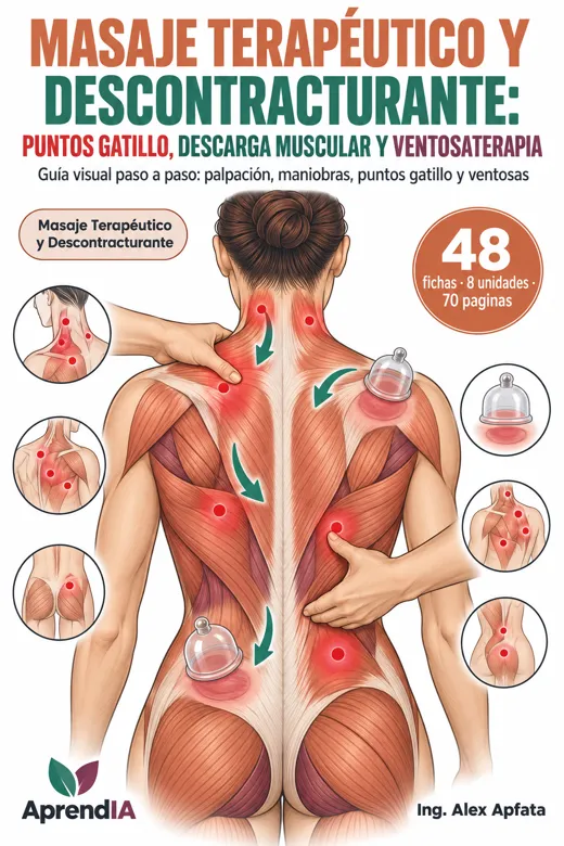 Portada: Masaje Terapéutico y Descontracturante: Puntos Gatillo, Descarga Muscular y Ventosaterapia