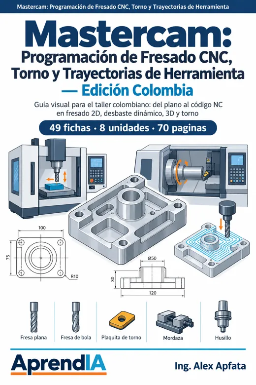 Portada: Mastercam: Programación de Fresado CNC, Torno y Trayectorias de Herramienta — Edición Colombia