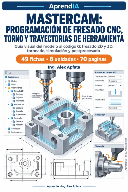Portada: Mastercam: Programación de Fresado CNC, Torno y Trayectorias de Herramienta