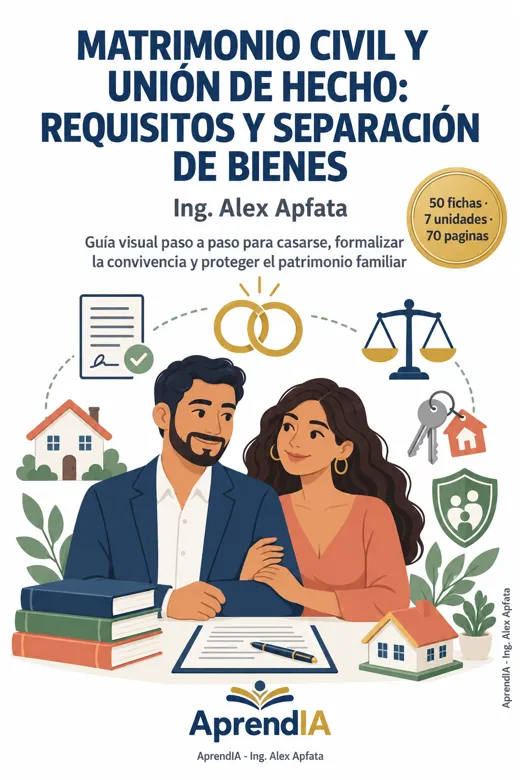 Portada: Matrimonio Civil y Unión de Hecho: Requisitos y Separación de Bienes