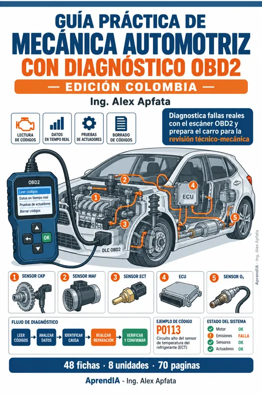 Portada: Guía Práctica de Mecánica Automotriz con Diagnóstico OBD2 — Edición Colombia