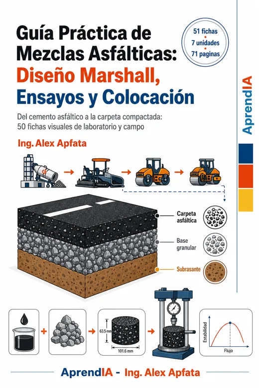 Portada de Guía Práctica de Mezclas Asfálticas: Diseño Marshall, Ensayos y Colocación