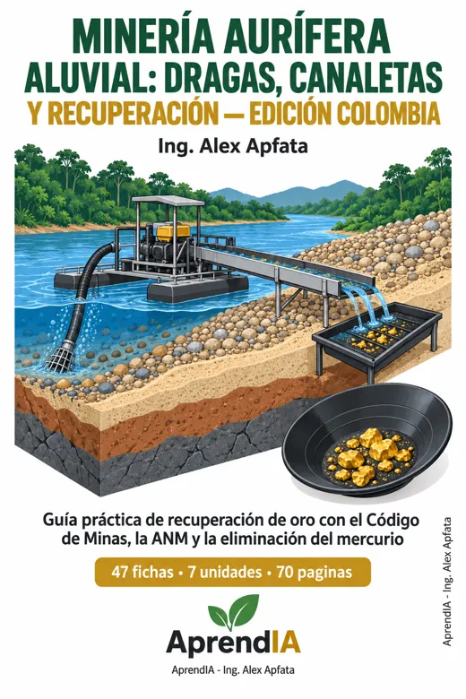 Portada: Minería Aurífera Aluvial: Dragas, Canaletas y Recuperación — Edición Colombia