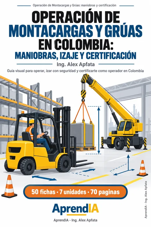 Portada: Operación de Montacargas y Grúas en Colombia: maniobras, izaje y certificación
