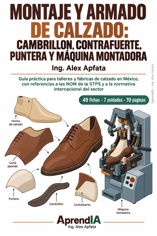 Portada: Montaje y Armado de Calzado: Cambrillón, Contrafuerte, Puntera y Máquina Montadora
