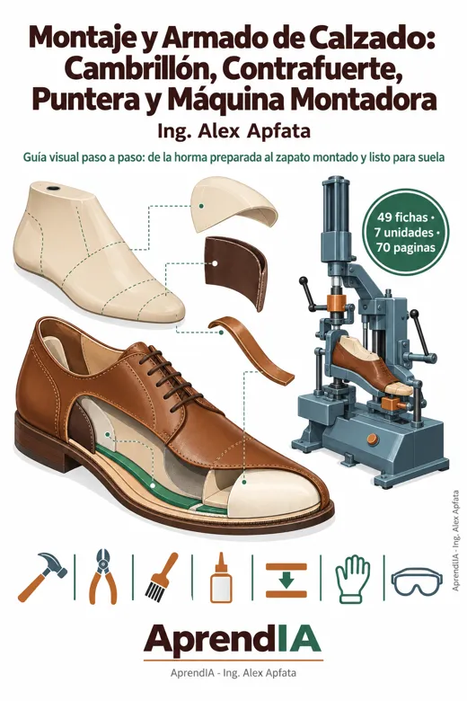 Portada: Montaje y Armado de Calzado: Cambrillón, Contrafuerte, Puntera y Máquina Montadora