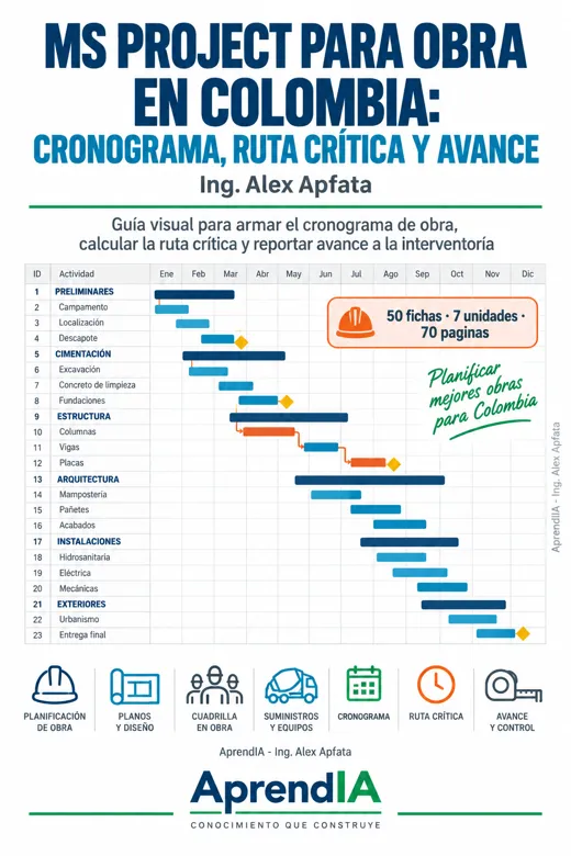 Portada: MS Project para Obra en Colombia: cronograma, ruta crítica y avance