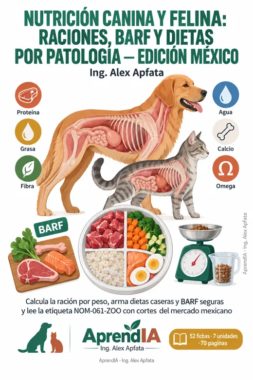 Portada de Nutrición Canina y Felina: raciones, BARF y dietas por patología — Edición México