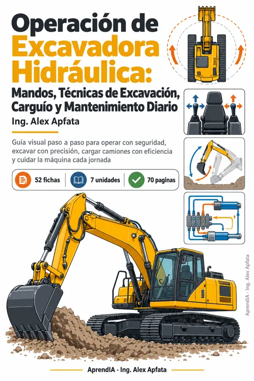 Portada: Operación de Excavadora Hidráulica: Mandos, Técnicas de Excavación, Carguío y Mantenimiento Diario