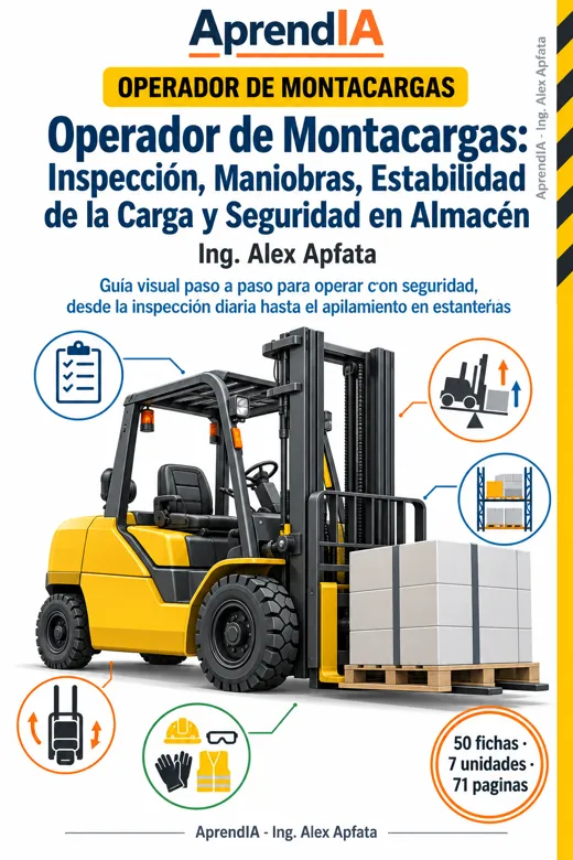Portada: Operador de Montacargas: Inspección, Maniobras, Estabilidad de la Carga y Seguridad en Almacén