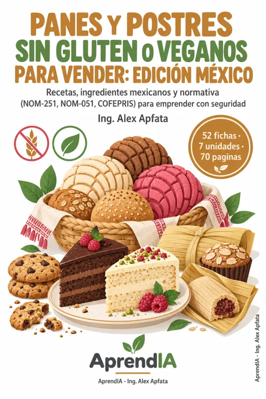 Portada de Panes y Postres sin Gluten o Veganos para Vender: Edición México
