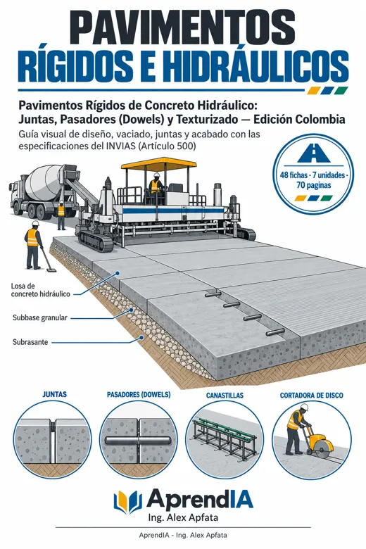 Portada: Pavimentos Rígidos de Concreto Hidráulico: Juntas, Pasadores (Dowels) y Texturizado — Edición Colombia