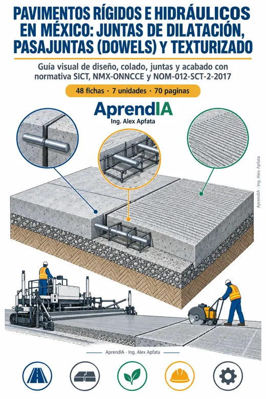 Portada: Pavimentos Rígidos e Hidráulicos en México: Juntas de Dilatación, Pasajuntas (Dowels) y Texturizado