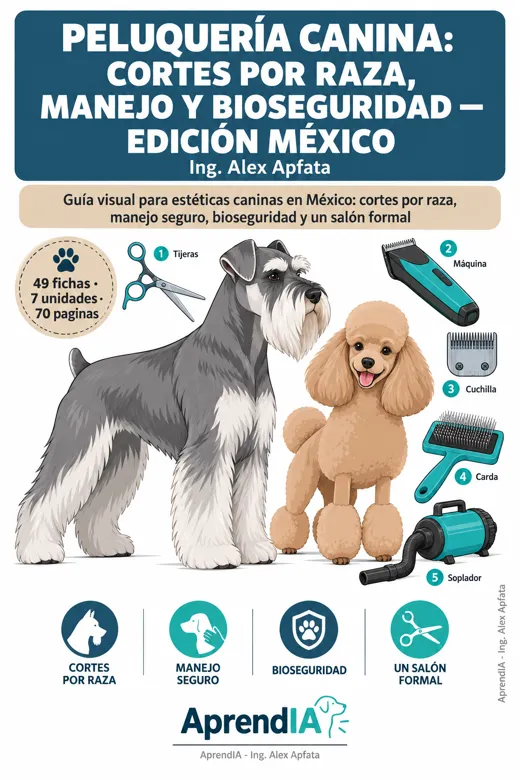 Portada de Peluquería Canina: cortes por raza, manejo y bioseguridad — Edición México