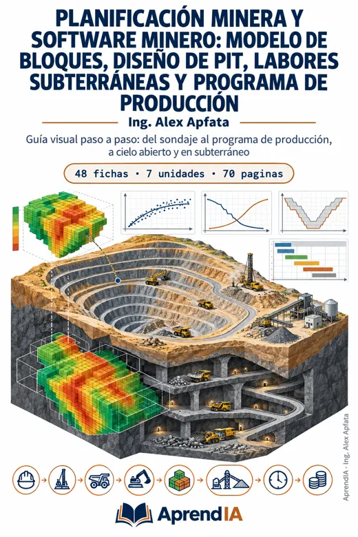 Portada: Planificación Minera y Software Minero: Modelo de Bloques, Diseño de Pit, Labores Subterráneas y Programa de Producción