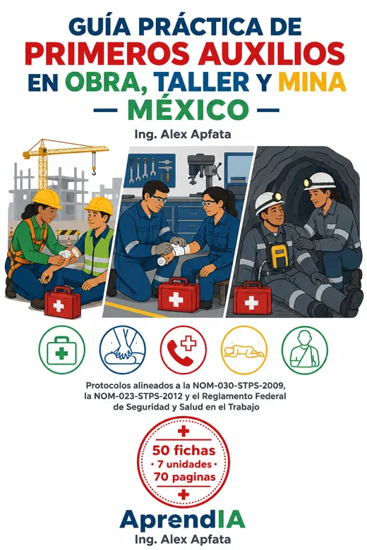 Portada: Guía Práctica de Primeros Auxilios en Obra, Taller y Mina — México