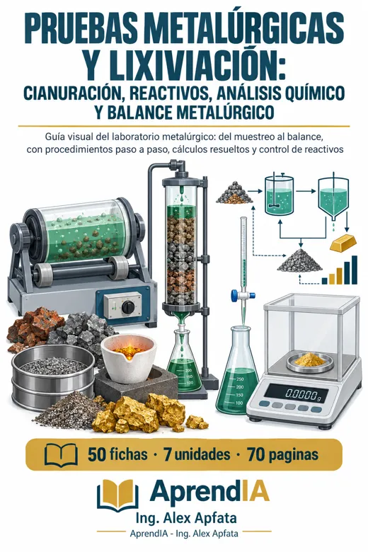 Portada: Pruebas Metalúrgicas y Lixiviación: Cianuración, Reactivos, Análisis Químico y Balance Metalúrgico
