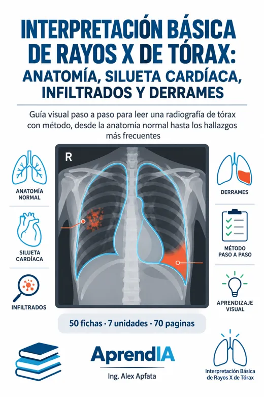 Portada: Interpretación Básica de Rayos X de Tórax: Anatomía, Silueta Cardíaca, Infiltrados y Derrames