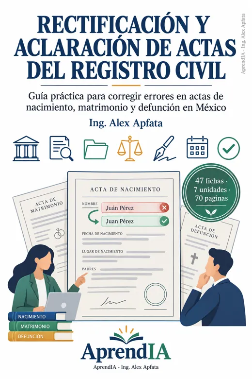 Portada: Rectificación y Aclaración de Actas del Registro Civil