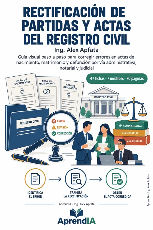 Portada: Rectificación de Partidas y Actas del Registro Civil