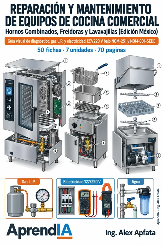 Portada de Reparación y Mantenimiento de Equipos de Cocina Comercial: Hornos Combinados, Freidoras y Lavavajillas (Edición México)
