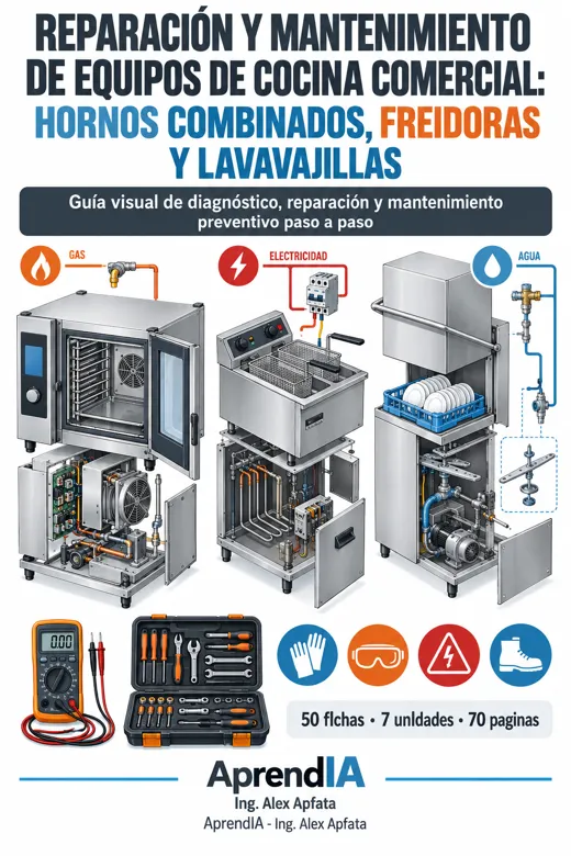 Portada: Reparación y Mantenimiento de Equipos de Cocina Comercial: Hornos Combinados, Freidoras y Lavavajillas