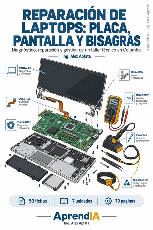 Portada: Reparación de Laptops: Placa, Pantalla y Bisagras