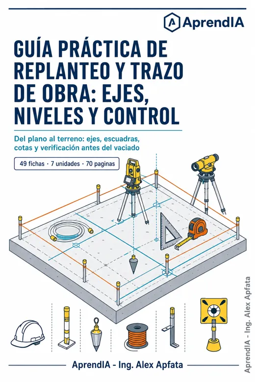 Portada: Guía Práctica de Replanteo y Trazo de Obra: Ejes, Niveles y Control