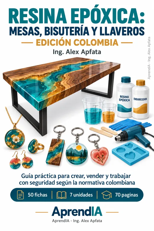 Portada: Resina Epóxica: Mesas, Bisutería y Llaveros — Edición Colombia
