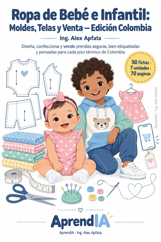 Portada: Ropa de Bebé e Infantil: Moldes, Telas y Venta — Edición Colombia