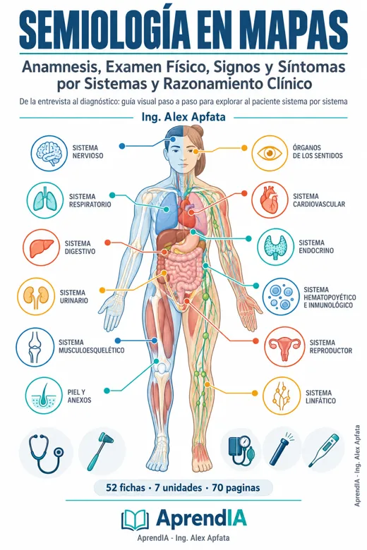 Portada: Semiología en Mapas: Anamnesis, Examen Físico, Signos y Síntomas por Sistemas y Razonamiento Clínico