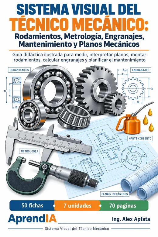Portada: Sistema Visual del Técnico Mecánico: Rodamientos, Metrología, Engranajes, Mantenimiento y Planos Mecánicos