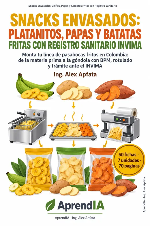 Portada: Snacks Envasados: Platanitos, Papas y Batatas Fritas con Registro Sanitario INVIMA