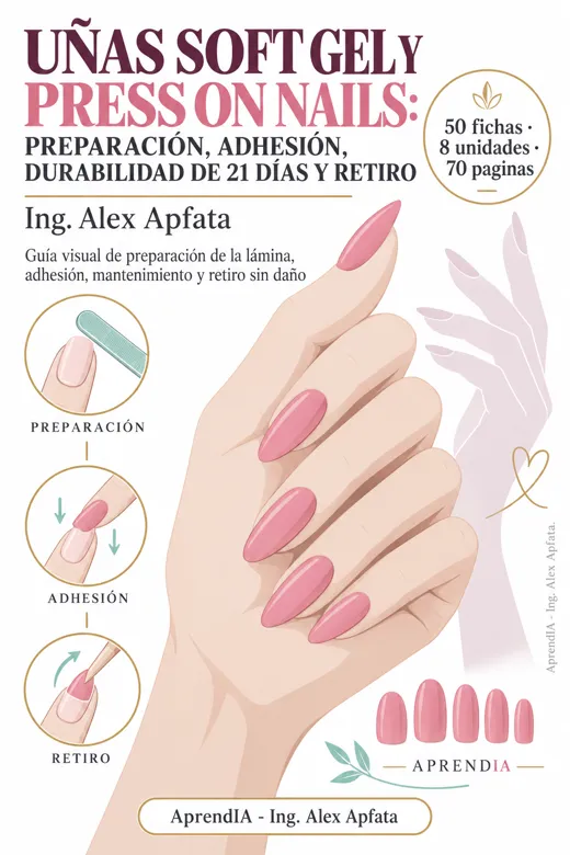 Portada: Uñas Soft Gel y Press On Nails: Preparación, Adhesión, Durabilidad de 21 Días y Retiro