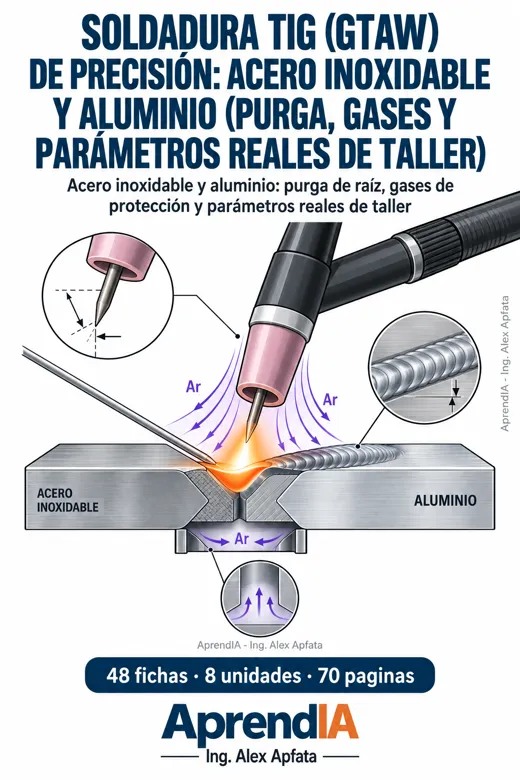 Portada: Soldadura TIG (GTAW) de Precisión: Acero Inoxidable y Aluminio (Purga, Gases y Parámetros)