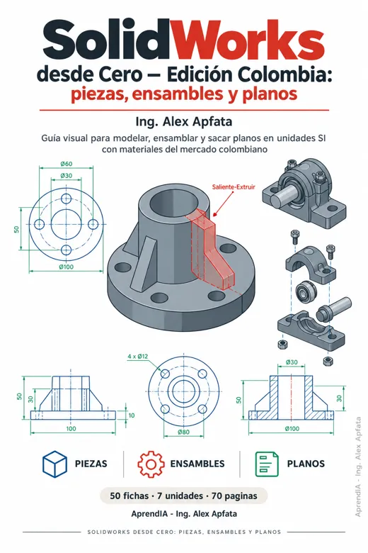 Portada: SolidWorks desde Cero — Edición Colombia: piezas, ensambles y planos