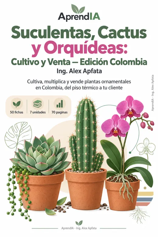Portada: Suculentas, Cactus y Orquídeas: Cultivo y Venta — Edición Colombia