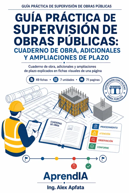 Portada de Guía Práctica de Supervisión de Obras Públicas: Cuaderno de Obra, Adicionales y Ampliaciones de Plazo
